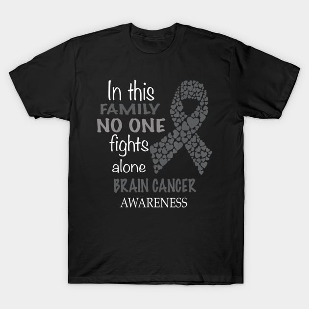 in this family no one fights brain cancer alone T-Shirt by Antoniusvermeu